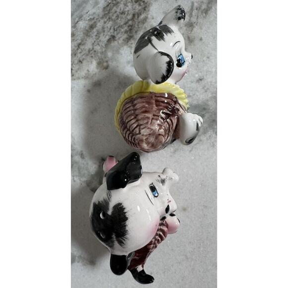 Vintage Japan Rare Dogs In Basket Salt Pepper Shaker Set Kitschy - Picture 7 of 8